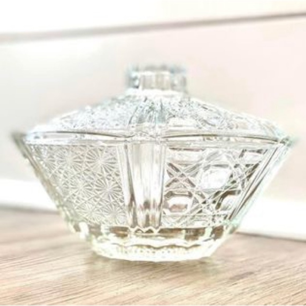 Vintage KIG Indonesia Daisy Glass Candy Jar, Daisy Glass, vintage glass, vintage